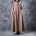 New Women Vintage Loose Beige Long Woolen Thick Coat