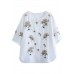 Bohemian White O-Neck Embroideried Floral Summer Linen Tops Half Sleeve