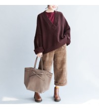 Plus size whiter cotton sweaters burgundy casual loose long knit pullover